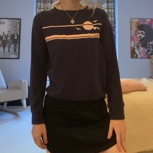 A.P.C. Navy Blue Cropped Pullover with Pink Stripes